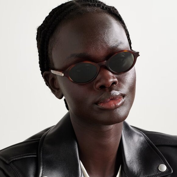 BRAND NEW Saint Laurent SL751 JEANNE 003 Dark Havana Grey Oval Unisex Sunglasses - Picture 11 of 13